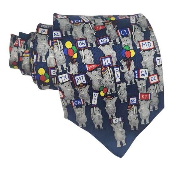 Alynn Neckwear 100% Silk Republican Elephant USA Made Tie - Picture 1 of 5